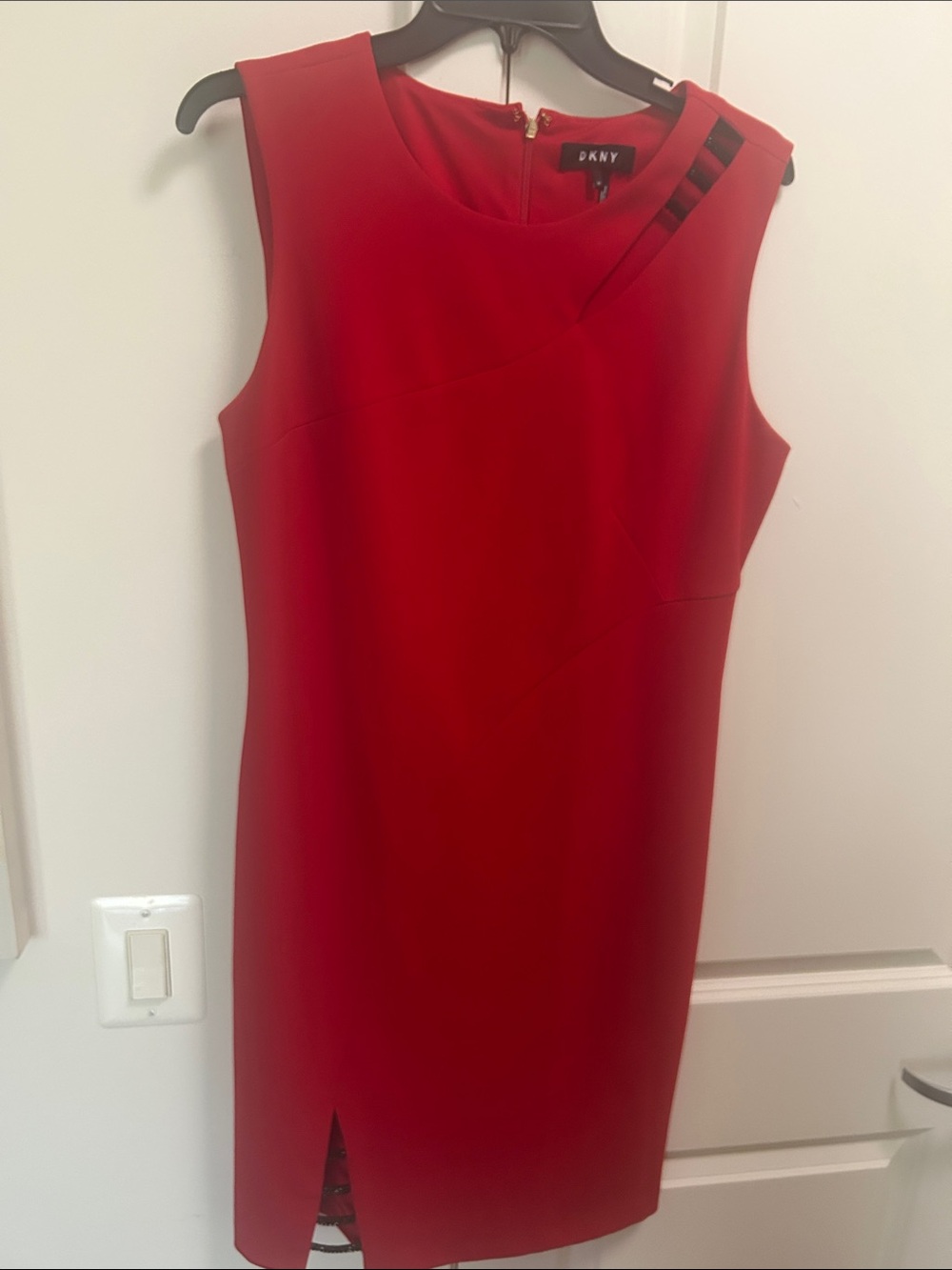 DKNY Red Sleeveless Cocktail Dress with Subtle Lower Side Slit 12
